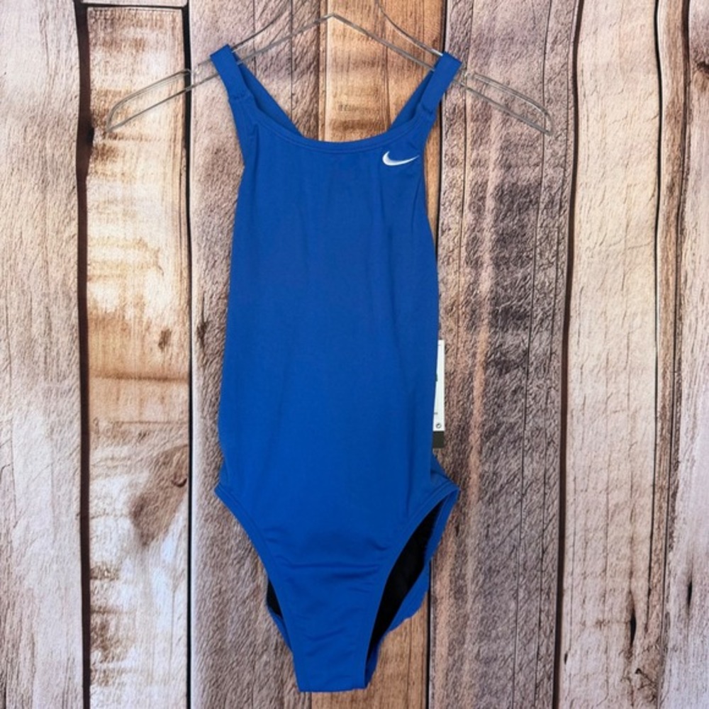 Nike Swimsuit One-Piece Hydrastrong Athletic Training Racerback Blue Size 30 NWT